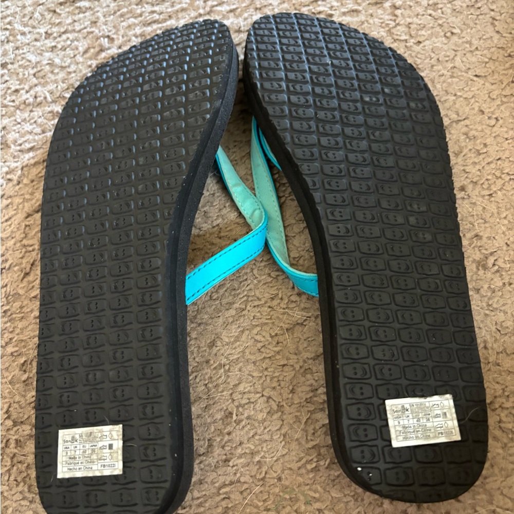 Sanuk Turquoise Yoga Mat Flip Flops - Picture 2 of 2